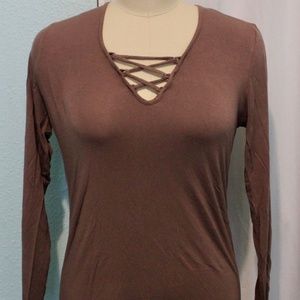 Lace Front Long Sleeve Tee